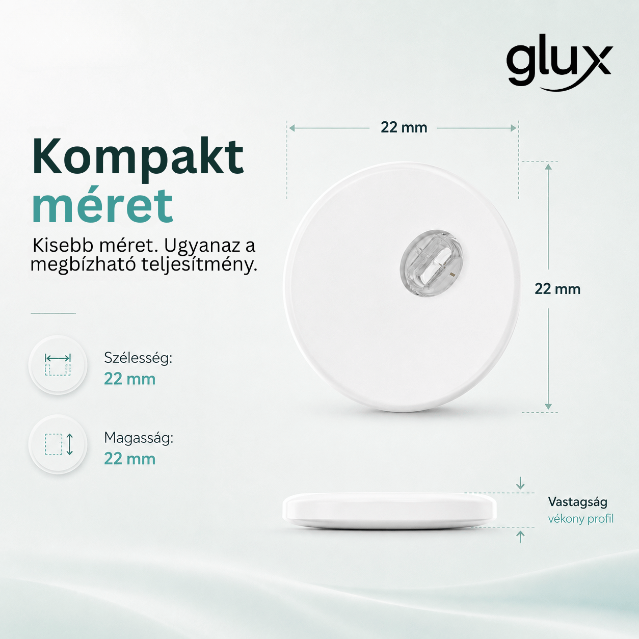 [locale:hu] LinX CGM szenzor kompakt mérete – 22 mm szélesség és magasság, vékony profil
