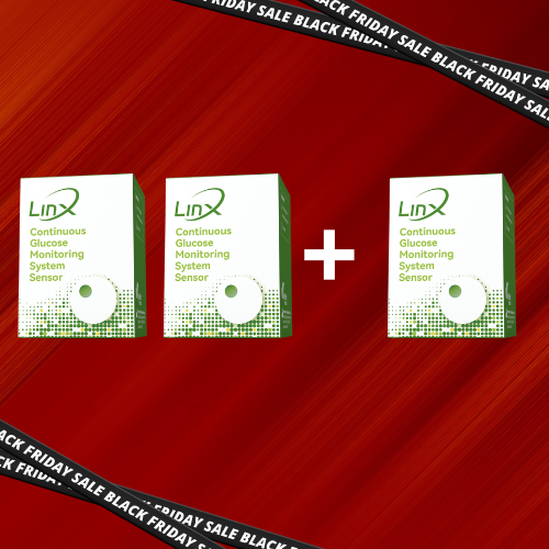 GluX glükóz monitorozó CGM szenzor 2+1 BLACK FRIDAY csomag (3db)